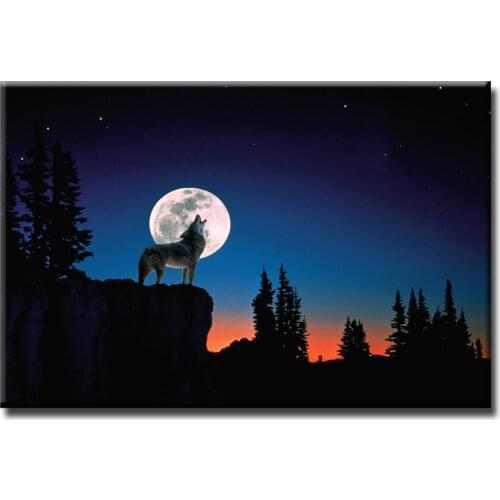 Factory wholesale Night Wolf Landscape Painting Custom Canvas Print On Canvas Printing Wall Pictures Home Decoration