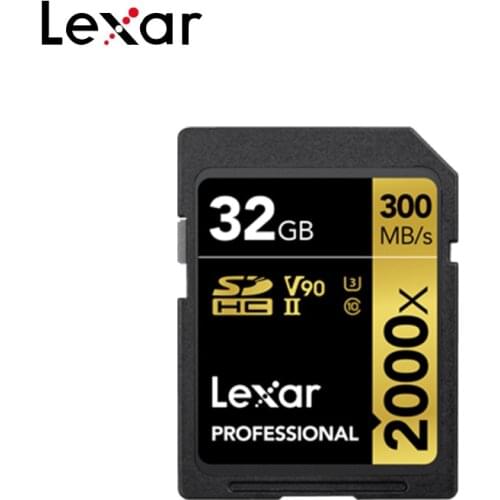 Lexar Original Professional SD Card 2000x 128GB 64GB 32GB SDHC SDXC V90 Up to 300MB/s Memory Card for Digital Camera