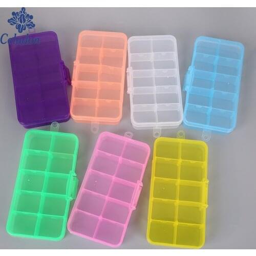 10 Slots Clear Plastic Storage Box Case Jewelry Makeup Bead Organizer For Home Room Box