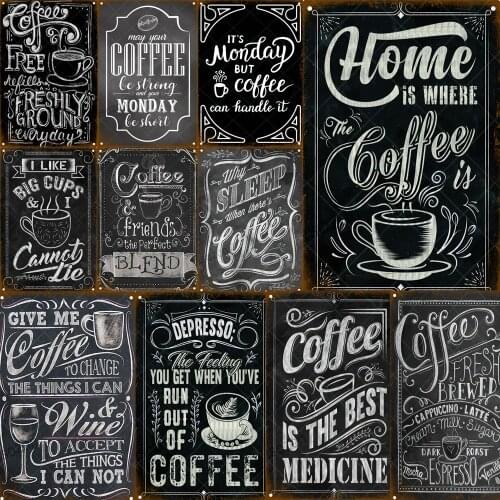 Retro Monday Coffee Menu Phrase Plaque Vintage Decor Metal Tin Sign Poster Plate Cafe Home Kitchen Bar Pub Decoration Posters