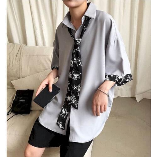 Short-sleeved Shirt Men Bouse Women White Japanese Summer 2021 Short Sleeve Student Korean Loose Fairy Tie Shirts Retro Clothes