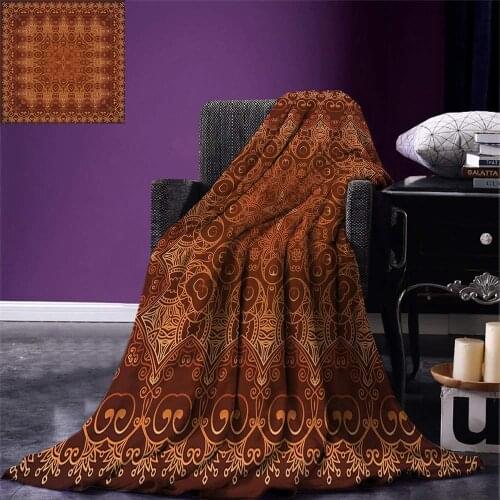 Antique Throw Blanket Vintage Lacy Persian Arabic Pattern from Ottoman Empire Palace Carpet Style Art Warm Microfiber