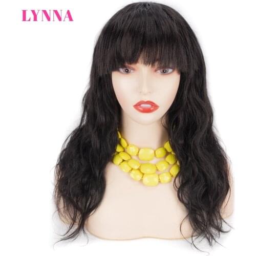 Loose Body Wave with Bang Natural Black Brazilian Human Hair Wigs 150% Density Body Wave Human Hair Wig Wih Free Shipping