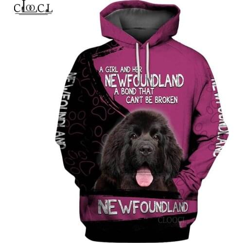 HX A Girl and Her Newfoundland Dog 3D Print Hoodie Women Men Women Tracksuit Pullover Fashion Casual Hoodies Drop Shipping