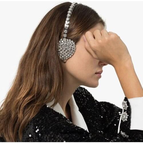 Creative Luxury Heart Rhinestone Headband Ear Muffs Head Jewelry for Women Bling Crystal Headband Hair Hoop Headphone S1153