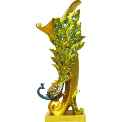Modern Peacock Shape Dry Flower Vase Statues Kitchen Housewarming Gifts