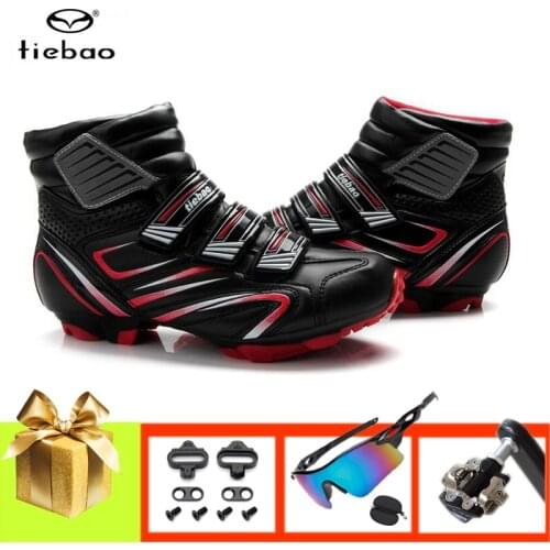 Tiebao Mountain Bike Sneakers Men Women Sapatilha Ciclismo Mtb SPD Pedals Winter Cycling Shoes Keep Warm Self-locking Breathable