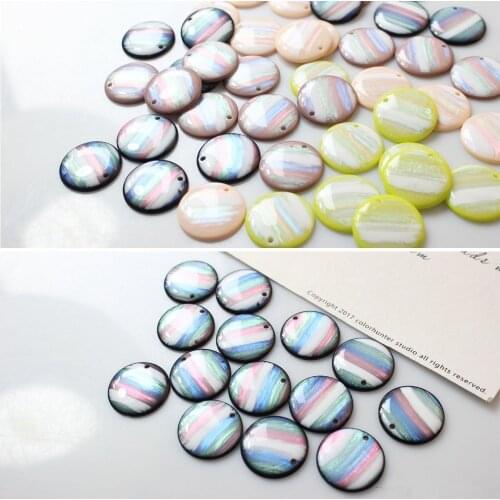 Spring style 30pcs/lot 25mm color rainbow printing geometry rounds shape resin beads diy jewelry earring/garment accessory
