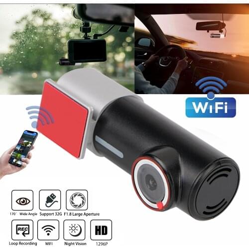 Mini Hidden Car DVR 1296P Dash Cam Front and Rear Camera Recorder With WiFi FHD Video 170° Wide Angle 24H Parking Monitor