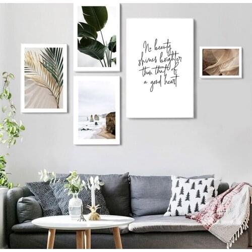 Canvas Painting Vintage Palm Leaf Landscape Quotes Nordic Art Print Modern Scandinavian Wall Picture Living Room Decor