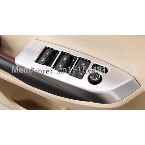 Inner door window switch cover trim door armrest cover sticker window Lift plate for toyota highlander 20152016 2017chrome 4pcs