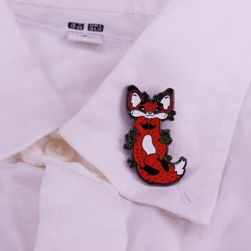 The Fox With Red Clothes Enamel Pin Cute Pretty Girl Women Brooch For Lapel Scarf Sweater Bags Badge