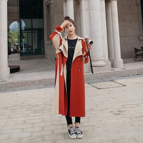 Womens Windbreaker Spring Autumn New Long Korean Style Loose Student Hooded Casual Workwear Jacket High-end Ladies Cloak Female