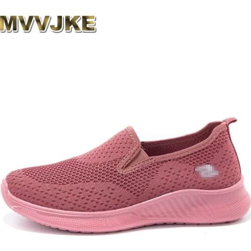 MVVJKE 2021summer womens sneakers slip on soft women shoes flat casual sock shoes Ladies Mesh lofaers fashion Vulcanize Shoes