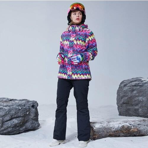 Winter Women Snowboarding and Skiing Suits Windproof Waterproof Warm Breathable Ski Jacket and Pants for Mountaineering Hiking