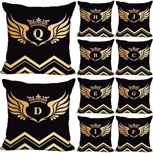 Golden Letters Pillow Case For Home Decorative Pillows Cover Invisible Zippered Throw PillowCases 40X40,45X45cm