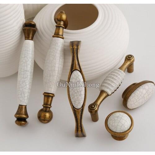 Top Designed 10PCS Furniture Handles European Ceramic Crack Drawer Wardrobe Cupboard Kitchen Cabinet Door Pulls Handles Knobs