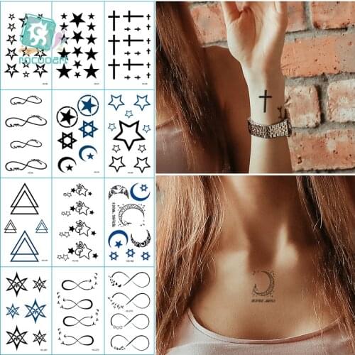 12Pcs/Set Various Classic black Temporary Tattoo Stickers Waterproof Tattoos For Women Sexy Arm Clavicle Body Art Hand Fake Taty