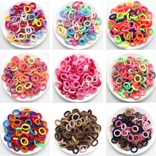150pcs 2cm Small Elastic Hair Bands Children Ponytail Holder Kids Headband Candy Color Rubber Bands Headwear Hair Accessories