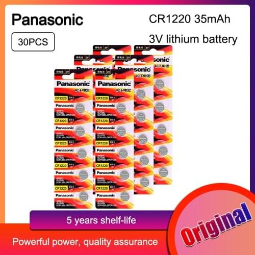 30Pcs CR1220 Lithium Battery Panasonic 100% Original 3V CR1220 Watch Remote Cell Replace BR1220 LM1220 DL1220 For Coin Cell