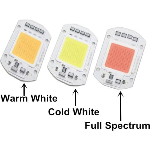 5pcs-10pcs AC220V 50W Smart IC LED Cob Chip Lamp Grow Full Spectrum Red Green Blue Warm White For LED Flood light Outdoor Light