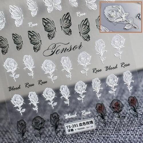 5D New Craft Soft Embossed Nail Sticker Christmas Sweater White Rose Nail Art Decoration