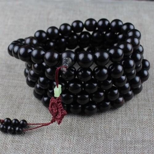 Ebony Bracelet 108 Beads 15MM Solid Wood Purple Sandalwood Prayer
