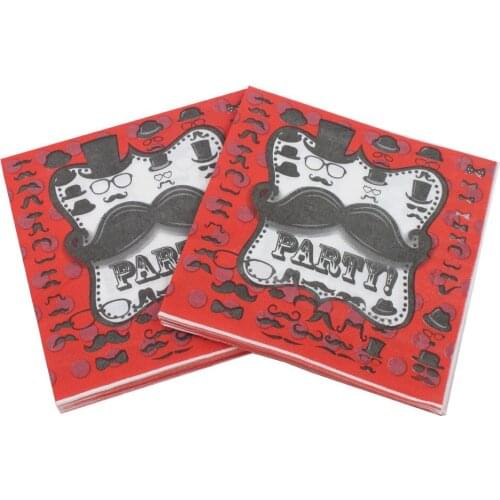 33x33cm 20Napkins/lot Color Printed Napkins Moustache Pattern DIY Birthday Wedding Anniversary Days Party Paper Towel Decor