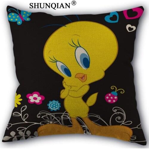 Home pillowcase Covers Tweety Bird Cotton Linen Pillow Cover Bed Nordic Decorative Pillow Case 45x45cm One Sides