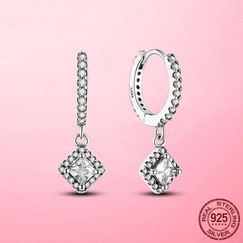 2021 Classic Silver Earrings 925 Sterling Silver Earrings Rhombus Cubic Ziron Earrings for Women Gift Wedding Party Fine Jewelry
