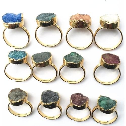 Rings for Women Irregular Fashion Natural Gemstones Druzys Agates Ring Ladies Men Wedding Party Style Ring