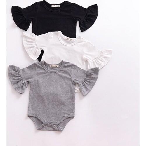 0-24M Newborn Baby Girl Romper Fly Sleeve Solid Baby Clothes Summer Kids Jumpsuit Bodysuit For Newborns Girls Outfits