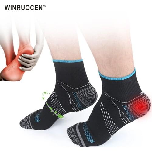 Foot Compression Socks For Men Women Plantar Fasciitis Heel Spurs Pain Casual Cotton Sock Venous New Sock Heel Pad EU 35-44