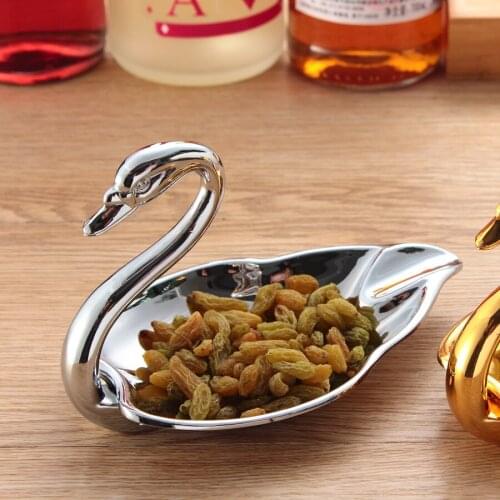 Creative swan shaped dry fruit plate silver gold plated sancks plate tableware sauce holder home table wedding decoration 879