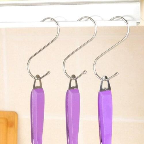 1pc Kitchen Hooks Hanging Metal Hook Black Silver Closet Handbag Holder Organizer Kitchen S/L Bathroom Tools E0M6