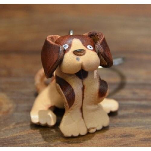 LosoDo Handmade Lovely Puppy Shark Dog Rat Leather Key Chains Hanger Trinket Cartoon Cute Animal Key Locksmith Pendant Gift