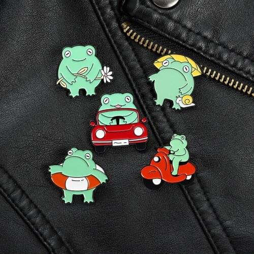 Mini Frog Enamel Badges Lapel Pins Cute Anime Brooches For Women Decorative Hijab Pin Jewelry Vintage Brooch Badges On Backpack