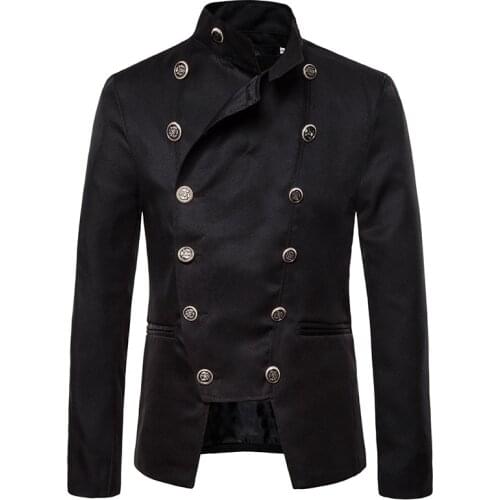 Mens Hipster Double Breasted Black Blazer Jacket 2021 Autumn New Casual Slim Fit Party Stage Prom Blazer Men Veste Costume Homme