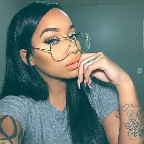 Luxury Brand Designer Aviation Big Frame Women Men Eye Glasses Vintage Metal Twin Beam Oversized Eyeglasses Clear Lens Thin