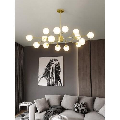 Modern living room LED branch chandelier Nordic style design molecular lighting luxury Gold/black magic bean bedroom chandelier
