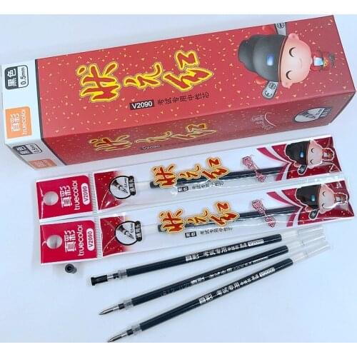 TrueColor 0.5mm Rod Gel Ink Pen Refill Black Color Bullet Nib School Office Stationery Writing Supplies High Quality V2090
