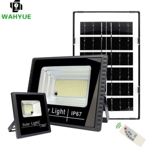 LED Solar Panel Garden Lamp Outdoor Flood Lights IP67 Waterproof Floodlight Spotlight Wall Lamp with Wireless Remote Street Lamp