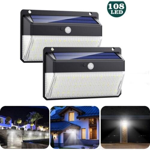 4pcs 108 LED Solar Light Outdoor Lights PIR Motion Sensor Solar Powered Lamp Garden Decoration Waterproof Path Solar Wall Lights