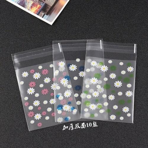 100PC set Baking packaging Sen series small daisy ziplock bag thickened 10 silk candy biscuit food packaging bag