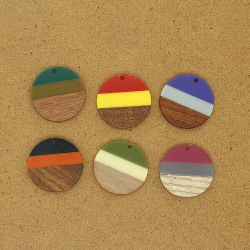 2pcs Vintage Striped Splicing Resin Wood Earring Charms Handmade Unique Necklace Keychain Pendant Accessory Retro Jewelry Making