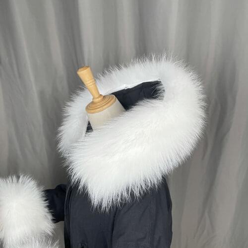 Real Raccoon Fur Collar Womens 100% Natural Fur Gray Collar Real Fur Shawl Raccoon collar Fur Scraves white
