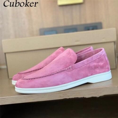 Brand Runway Hot Sale Women Kid-Suede Flat Shoes Ladies Loafers Slip-On Casual Summer Walker Walking Shoes For Women Mujer