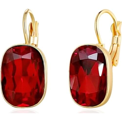 Vintage Multi-color Austrian Crystal Big Stud Earrings for Women Gold Silver Color Plated Earrings Party Jewelry Female Gifts