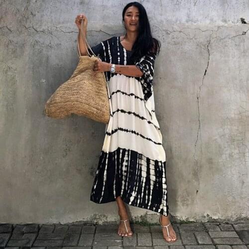 Bohemian Striped Printed Women Beach Dress Bathing Suit Cover Up Summer Bikini Cover-ups Beachwear Swimsuit Cover up Robe plage