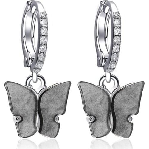 1 Pairs Fashion Butterfly Decor Pendant Earrings Rhinestone Decor Pierced Earrings Dangle Earrings Jewelry Accessories For Women